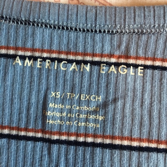 American Eagle Striped Ribbed Henley Top - Picture 2 of 2